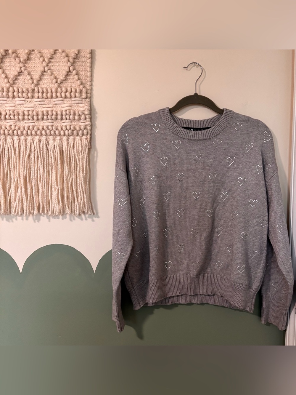 Women's size S Aqua x Kerri Rosenthal Crystal Heart Sweater